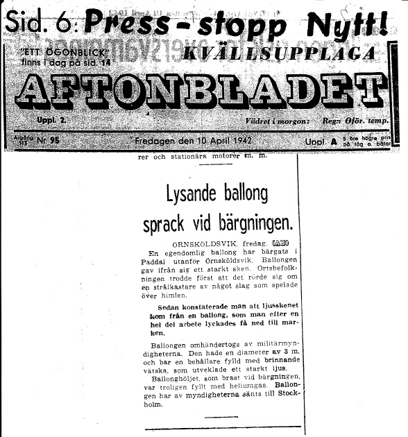 Aftonbladet 1942 den 10 april, Örnsköldsvik