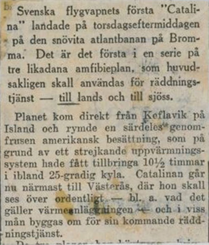 Tidningsnotis vid ovanstående foto i SvD 1948-01-09