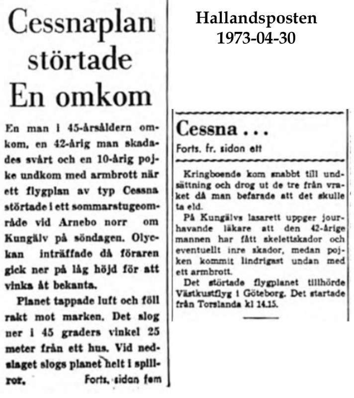 Tidningsklipp ur Hallandsposten 1973-04-30