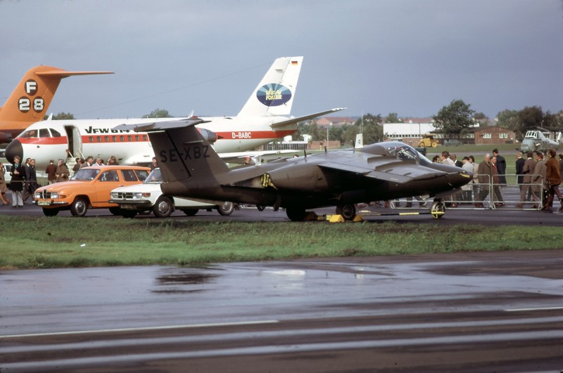 SE-XBZ på Farnborough 1974-09-03. Foto: Benny Karlsson