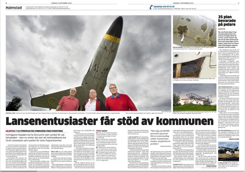 I dagens Hallandsposten ägnas projektet ett helt uppslag. Artikeln skriven av journalisten och SFF medlemmen Anders Holmer.