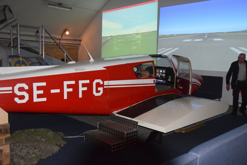 SE-FFG som flygsimulator på Aeroseum 2018-04-22. Foto: Sven-Erik Jönsson