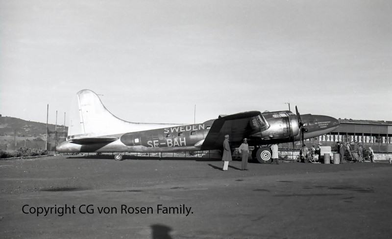 Copyright C.G. von Rosen Family.<br />Courtesy of Eric and Heli von Rosen.<br />Please give the proper credits for any use of this wonderful shot taken by Carl Gustaf von Rosen of SE-BAH 'Sam', (most probably taken on Saturday 8th December 1945) at Lideta, Addis Ababa. ልደታ አዲስ አበባ