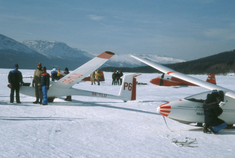 SE-TLU på Ottsjön i mars 1980. Foto: Yngve Norrvi via SFF digitala arkiv.