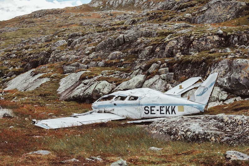 SE-EKK på Ottfjället 54 år efter haveriet. Foto: David Hjortsberg