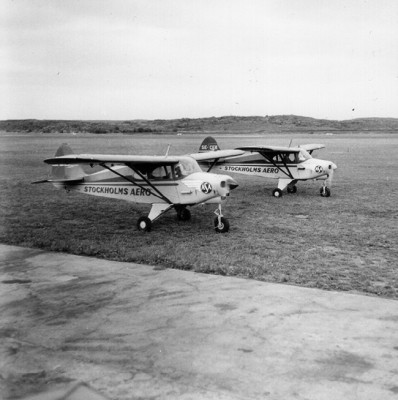 SE-CER på Torslanda. Närmast är det troligen SE-CKU.<br />Foto: Kurt Klausson, omkring 1964