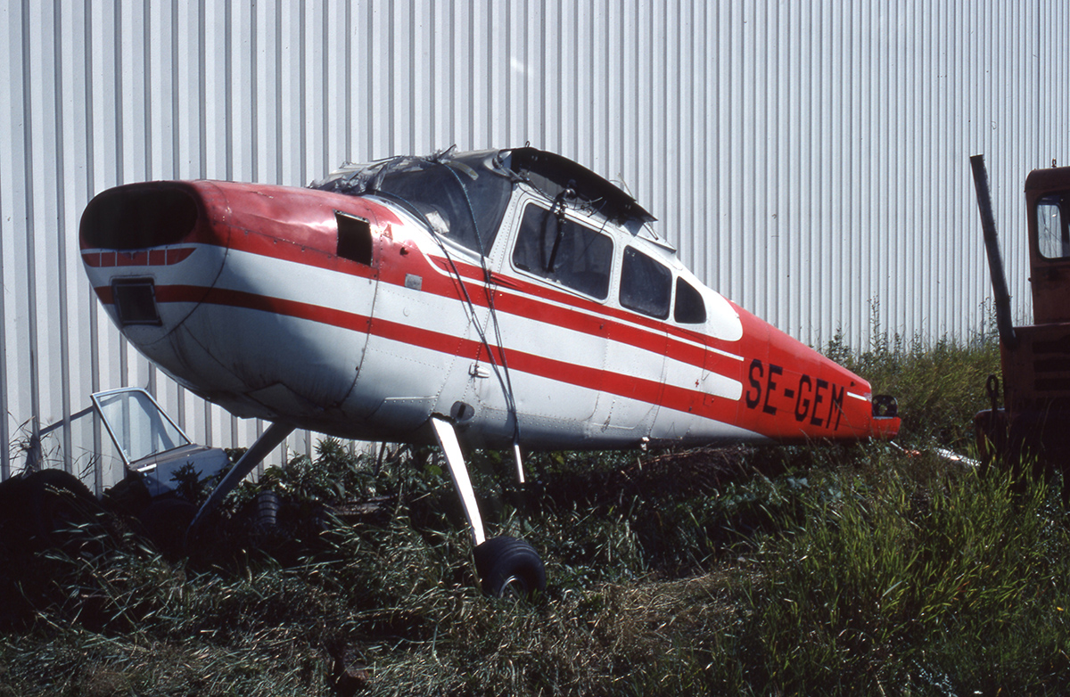 Vraket av SE-GEM på Gävle Sandviken den 5 september 1982. Foto: Tor Johnsson,