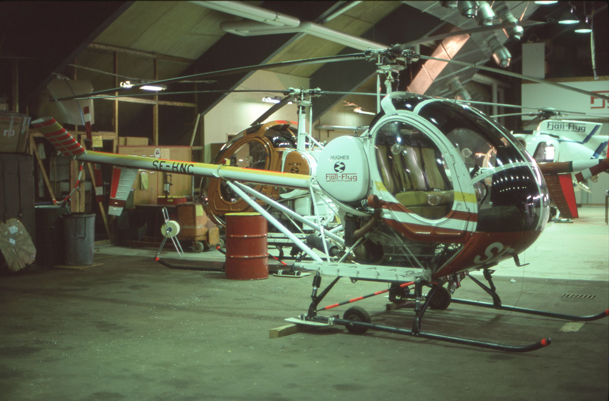 SE-HNC i hangar på Kiruna den 1985-06-05. Foto: Hans Wallin.