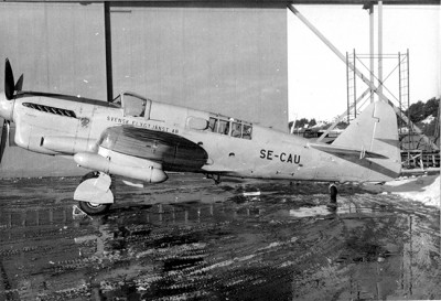 SE-CAU utanför hangar II på Torslanda.<br />Foto: Rolf Jung.