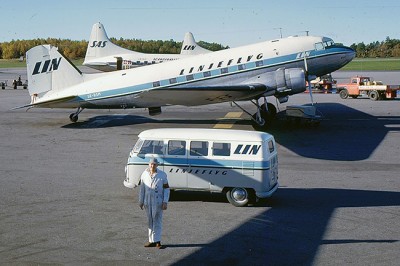 SE-BSM i Linjeflygs färger fotograferad på Bromma 12 oktober 1963.<br />Foto: Gustaf Persson