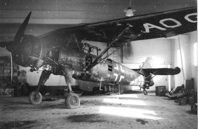 SE-AOG i Norrköping 1945. Ingen registrering på kroppen, men väl under vingen. Bild: Karl-Erik Gustafsson via Lars E Lundin.