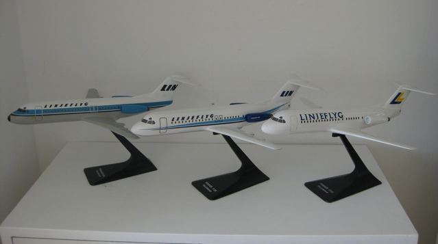 En del av mina egna Fokker modeller i de tre färger som de flög i.