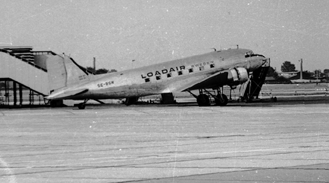 SE-BSN i Lodair's färger, troligen på Kastrup 1964.<br />Foto via Nils-Olof Andersson