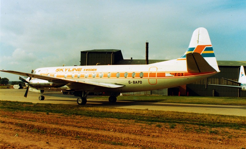 G-BAPD med del av tidigare registrering SE-FOX synlig, sannolikt hösten 1977, plats ej känd. <br />Foto ur Freddy Stenboms donerade samling.