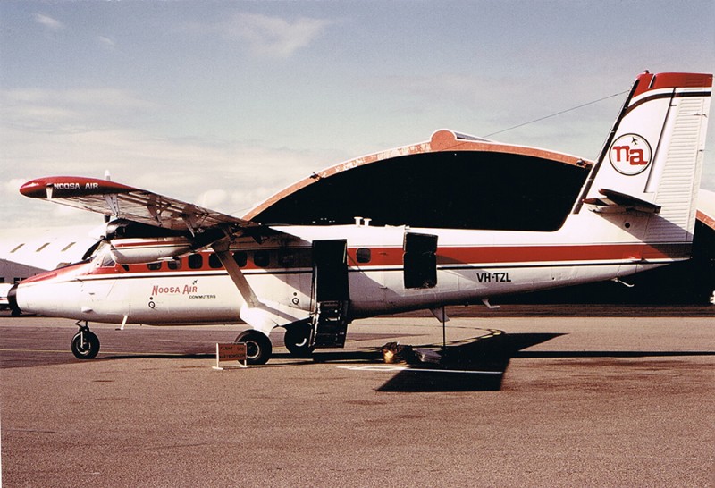 VH-TZL Noosa Air Commuters, ex SE-FTO på Brisbane 1983-07-28. Foto N K Daw.