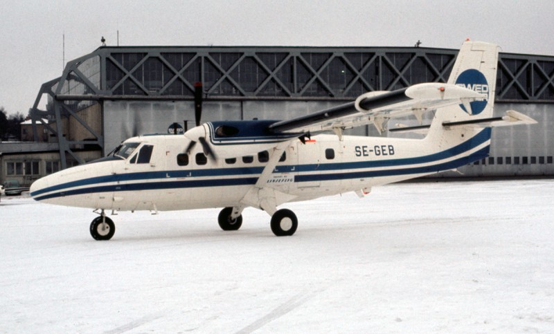 SE-GEB på Bromma 1977-03-04. Foto: Hans Wallin.