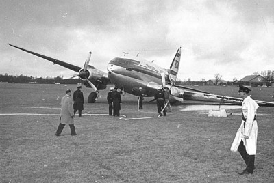 Haveri på Bulltofta 1965-02-25, vänster landställ var ej låst vid landning.