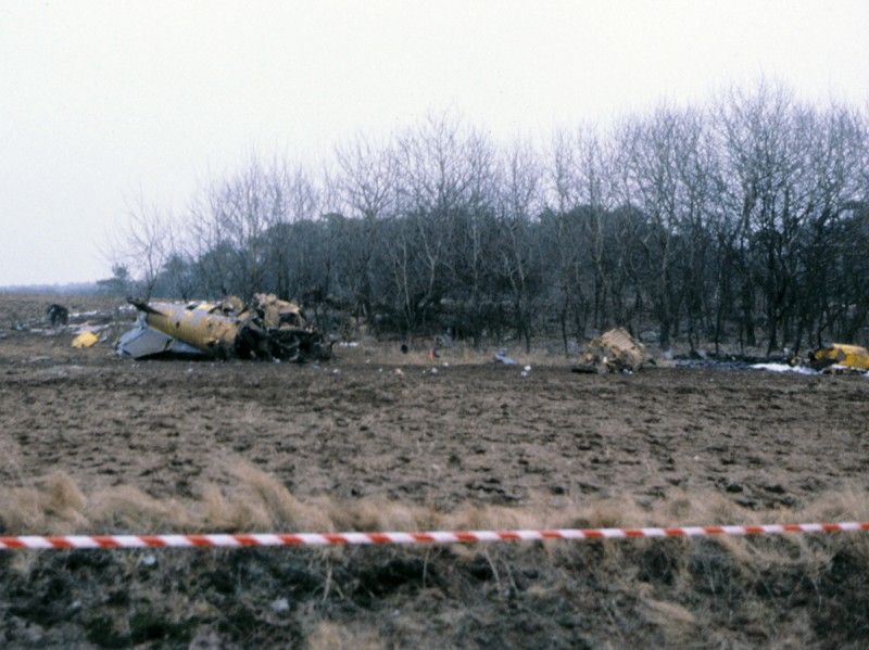 SE-IOX den 1986-03-16 efter det tragiska haveriet vid Ringenäs den 15 mars 1986. Foto: Sven-Erik Jönsson.