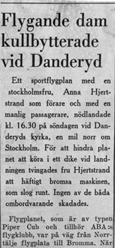 Tidningsklipp ur SvD den 22 oktober 1951 om haveriet.