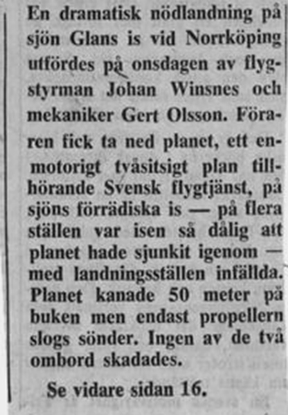 Tidningsklipp ur SvD 1962-01-25 under ovanstående foto.<br />Klipp erhållet från Leif Hellström